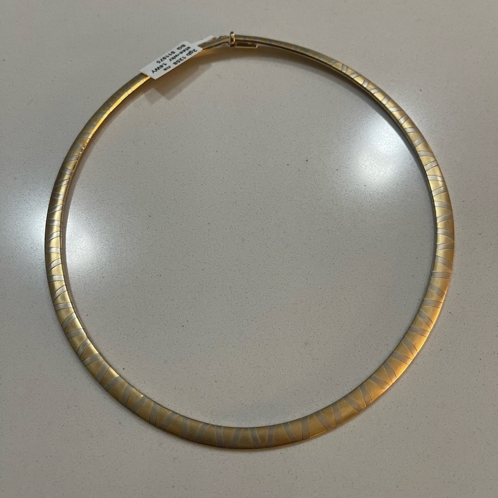 Elegant 14kt. White & Yellow Gold Omega Necklace 16”